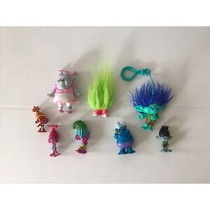 Mini Trolls Lot of 6 Including One Keychain. One Dreamworks Bridget Included.